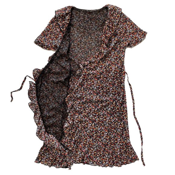 Ditsy Floral Surplus Mini Dress Cowgirl Dress - Size M - Picture 8 of 11